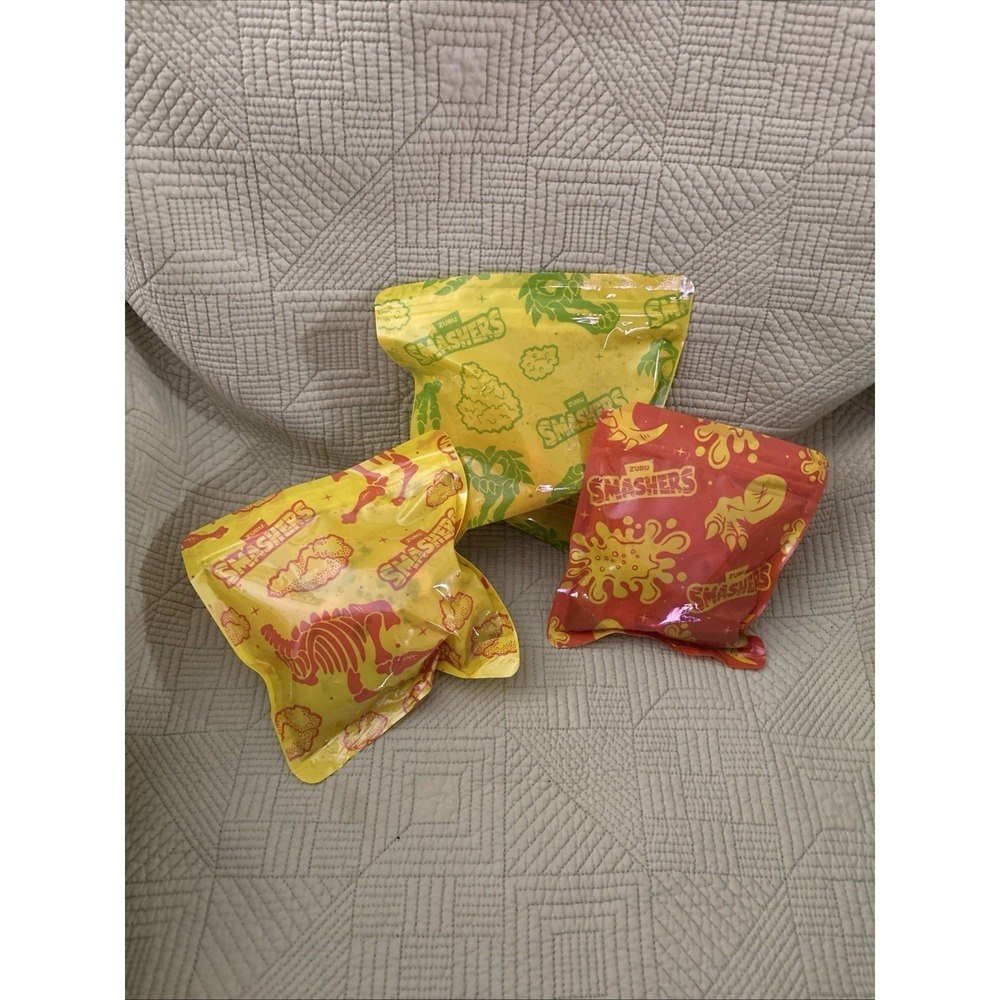 ZURU Smashers Dino Island Sealed Mystery Bags Lot of 3 Dinosaur Parts Slime